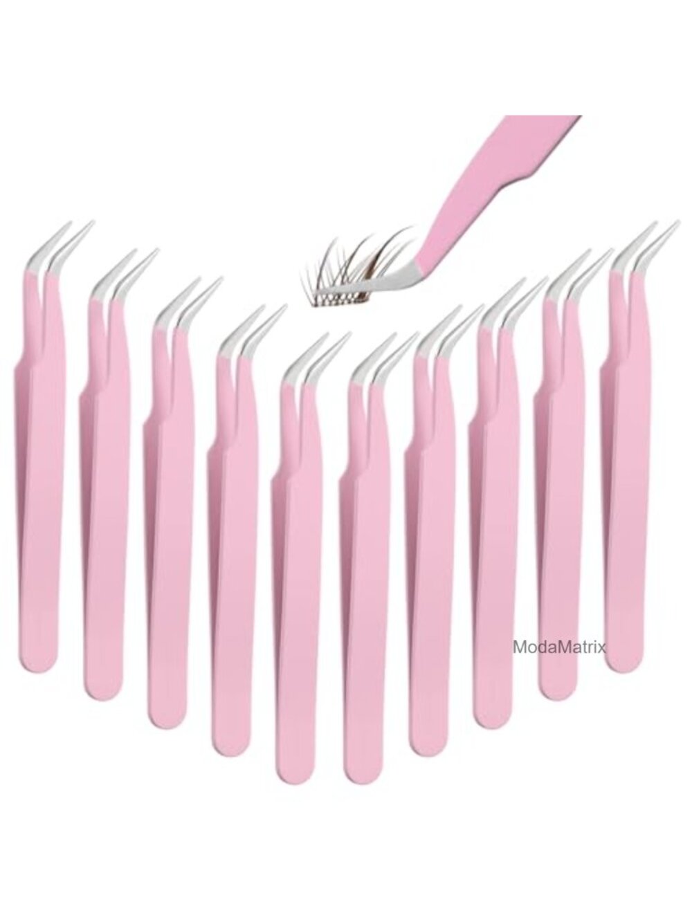 Stainless Steel Curved Precision Tweezers Set for Eyelash Extensions & Crafts